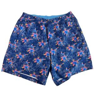 Birddogs Boom Classic Lined Gym Shorts Blue Tropical Floral Mens XL 7in Inseam